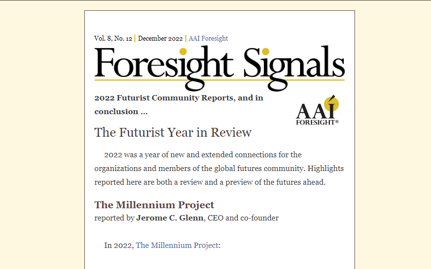 2022 Futurist Year in Review - Report on AAI foresight