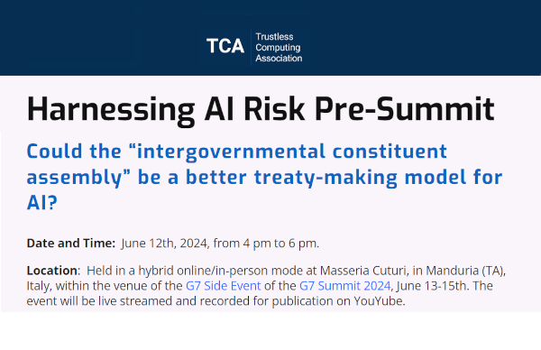 Harnessing AI Risk Pre-Summit - June 12, 2024