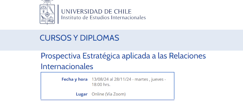 Diploma en Prospectiva Estratégica –  August 13 – November 11, 2024